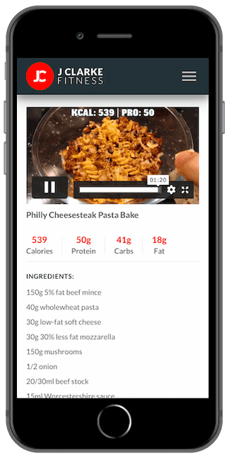 App's recipes section